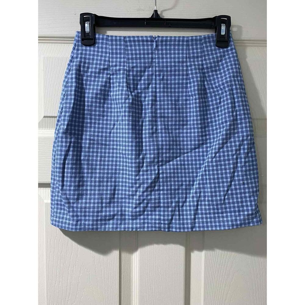 BRANDY MELVILLE Womens Y2K Ocean Blue Plaid Cara Skirt Size 34 A001748 - Picture 5 of 7